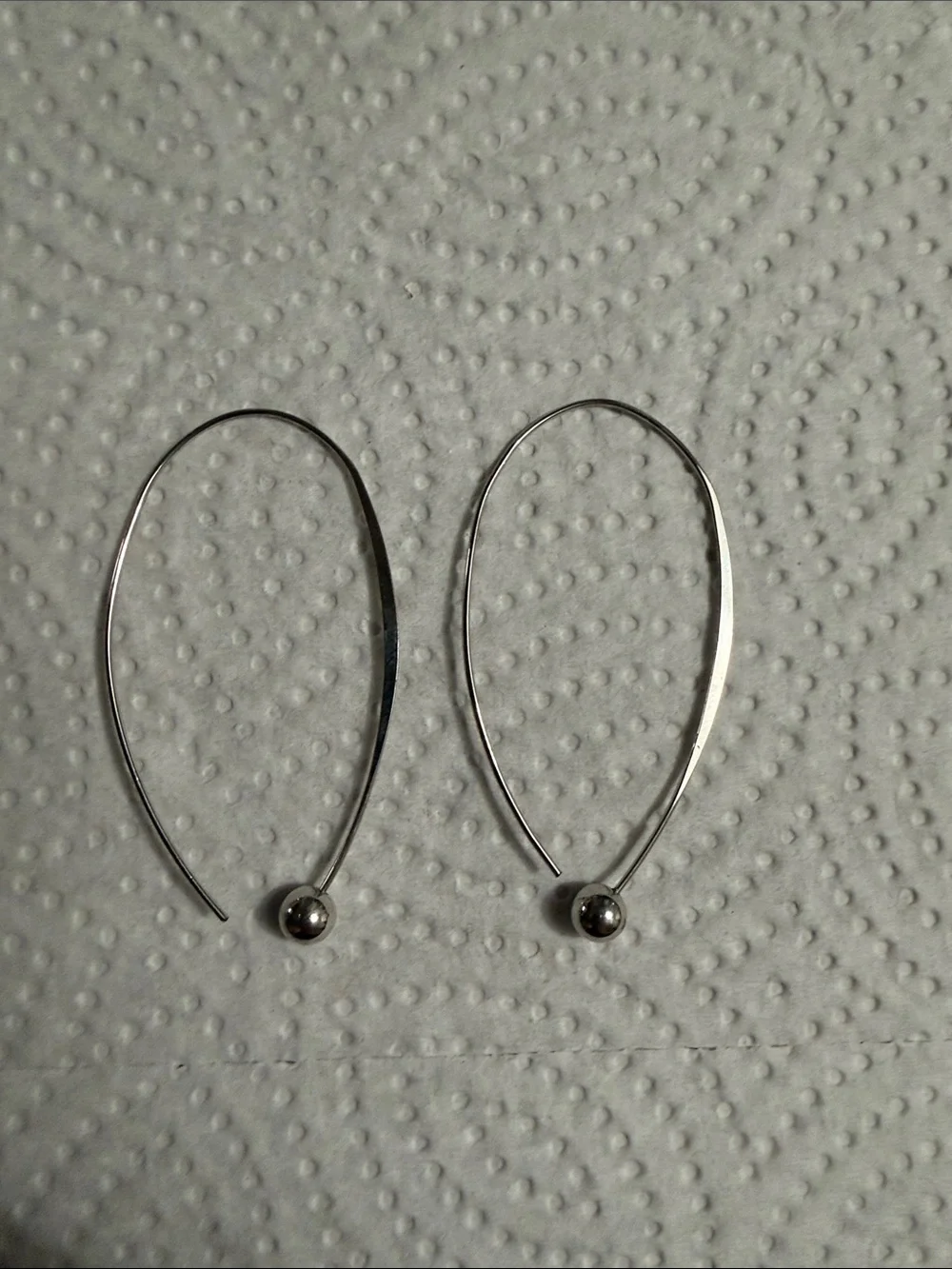 Silver Ball Drop Hoop Earrings